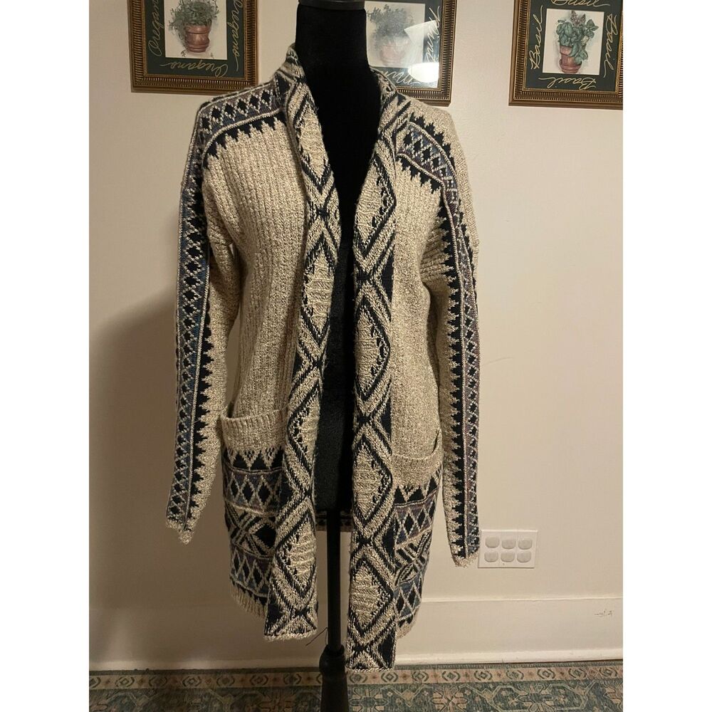 Lucky Brand Long Aztec Knit Cardigan